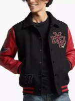 Black And Red Nyc 77 Varsity And Letterman Jacket