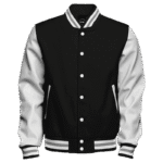 Black And White Faux Leather Varsity Jacket