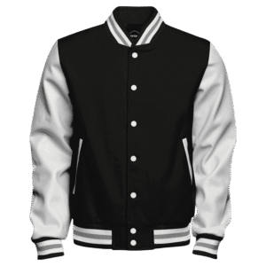 Black And White Faux Leather Varsity Jacket
