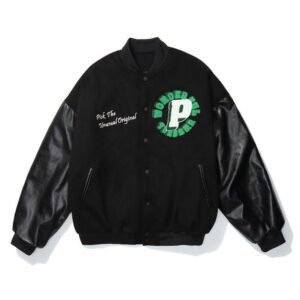 Black Chamois Suede Varsity Jacket