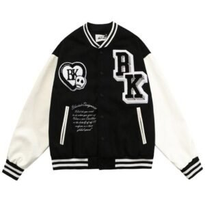Black Cotton Bk Varsity Jacket