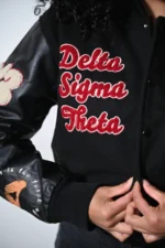 Black Cropped Club Leather Varsity Jacket Black Cropped Club Leather Varsity Jacket