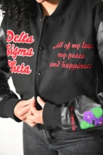 Black Cropped Club Leather Varsity Jacket Black Cropped Club Leather Varsity Jacket