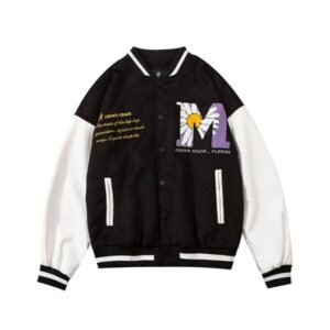Black Daisy Bee Varsity Jacket