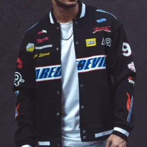 Black Daredevil Oversized Varsity Jacket