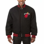 Black Miami Heat Jeff Hamilton Varsity Jacket