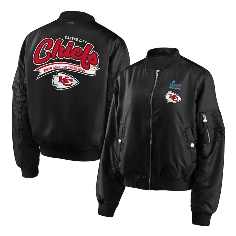 Black Super Bowl Lvii Champions Kansas City Chiefs Bomber Jacket