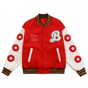 Black-air Better With Fries Burger Red Letterman Jacket