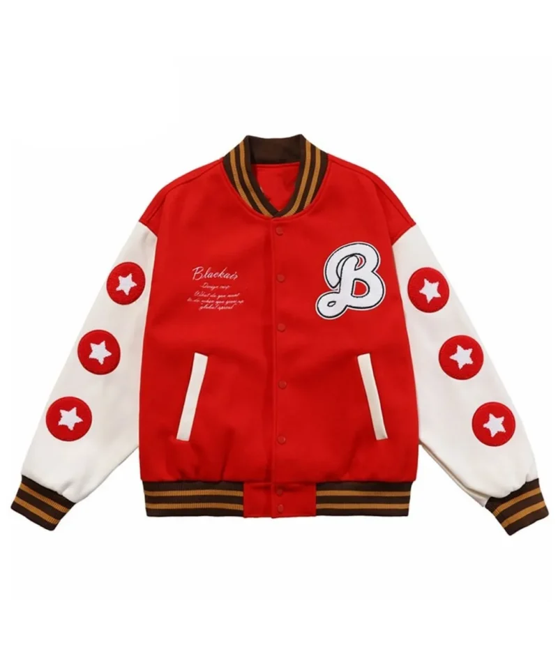 Black-air Better With Fries Burger Red Letterman Jacket