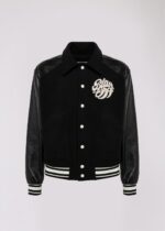 Blast Off Black Wool And Leather Varsity Jacket