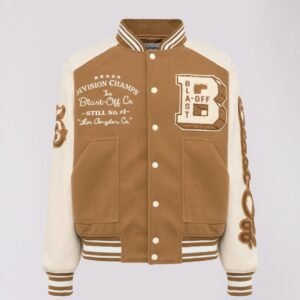 Blast Off Touchdown Blue And White Varsity Jacket