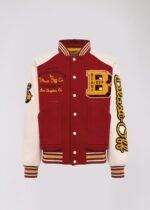Blast Off Touchdown Red And White Varsity Jacket