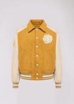 Blast Off Yellow & White Wool & Leather Varsity Jacket