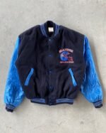Blasters Black And Blue Wool And Leather Varsity Jacket