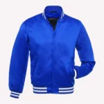 Blue Satin Varsity Jacket