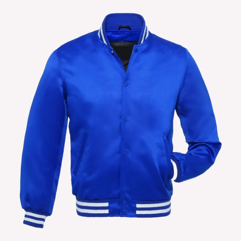 Blue Satin Varsity Jacket