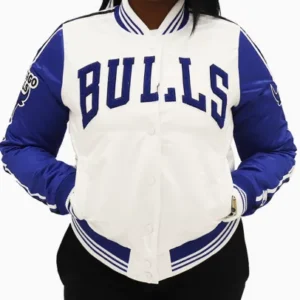 Blue And White Chicago Bulls Nba Satin Jacket