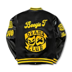 Boogie T Black Wool And Leather Letterman Jacket