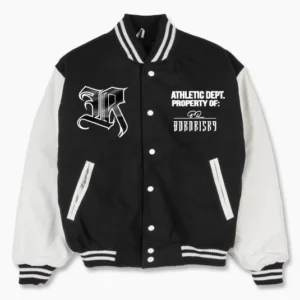 Born Risky Black Letterman Jacket With White Sleeves
