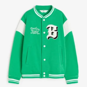 Boston Bright Green Varsity And Letterman Jacket