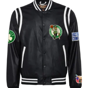 Boston Celtics Vegan Black Leather Jacket