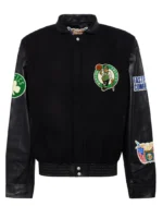 Boston Celtics Wool & Leather Black Jacket