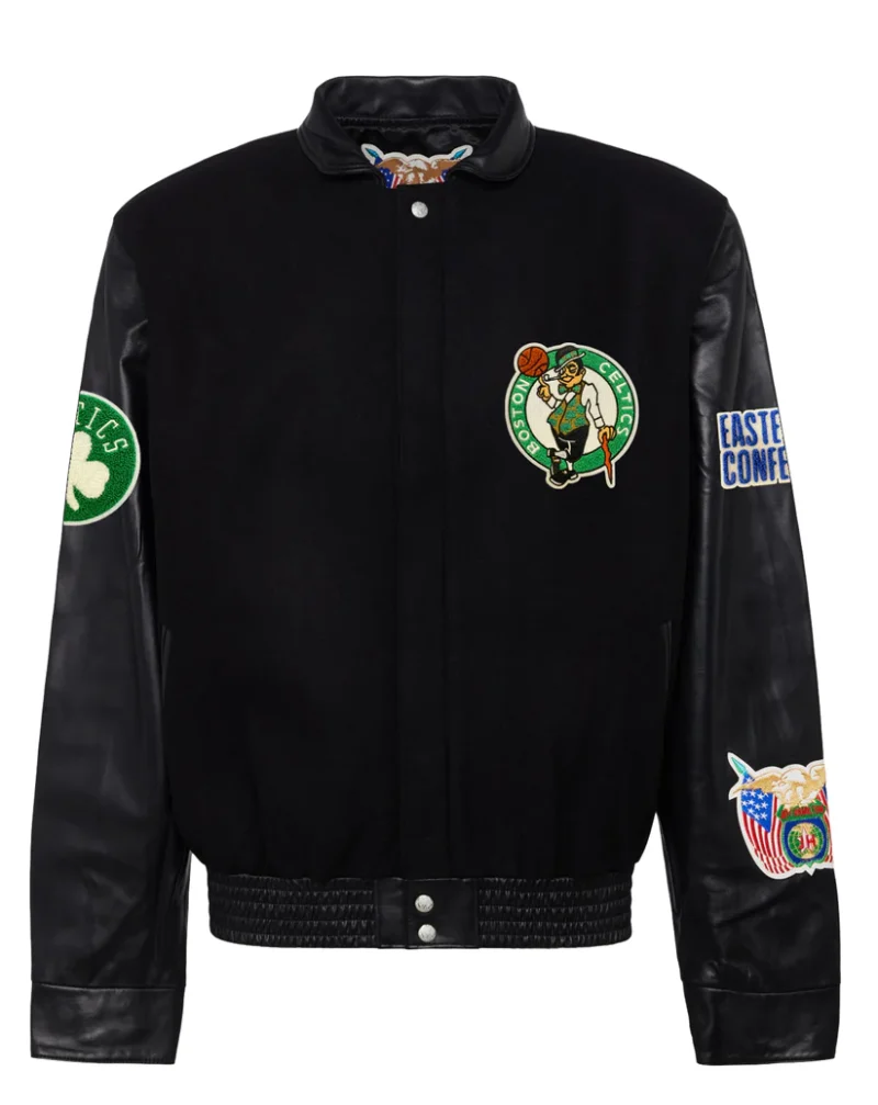 Boston Celtics Wool & Leather Black Jacket
