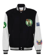 Boston Celtics Wool & Leather Black / White Varsity Jacket
