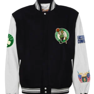 Boston Celtics Wool & Leather Black / White Varsity Jacket