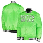 Boston Red Sox Cross Bronx Fashion Neon Green Satin Jacket