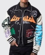 Boxy Fit Graffiti Varsity Jacket