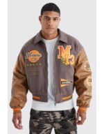 Boxy Pu & Melton Multi Badge Varsity Jacket