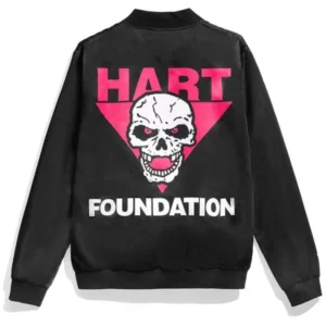 Bret Hart The Hart Foundation Black Bomber Jacket