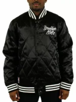 Brooklyn Nets Black Embroidered Quilted Satin Jacket Brooklyn Nets Black Embroidered Quilted Satin Jacket