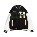 Butterfly Embroidery Varsity Black Jacket