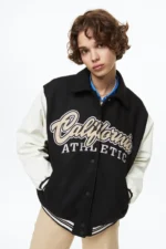 California Athletic Black And White Varsity Jacket
