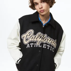 California Athletic Black And White Varsity Jacket