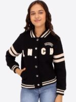 California Girls Printed Black Fleece Varsity Jacket