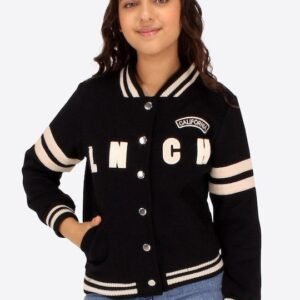 California Girls Printed Black Fleece Varsity Jacket