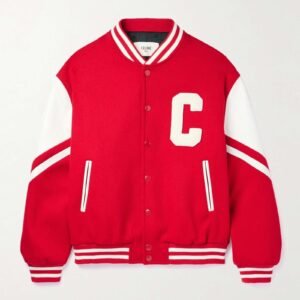 Celine Homme Red Wool-blend Varsity Jacket