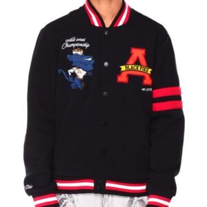 Championship Emb Patch Black Fleece Varsity Jacket