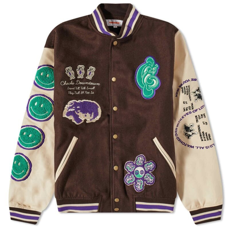 Checks Downtown Mens Letterman Varsity Jacket