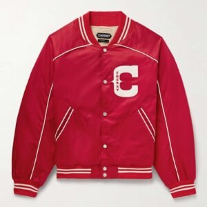 Cherry Los Angeles Red Cotton Varsity Jacket