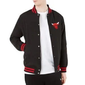 Chicago Bulls Nba Wordmark Black Varsity Jacket