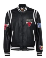 Chicago Bulls Vegan Black Leather Jacket