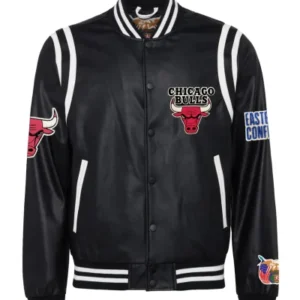 Chicago Bulls Vegan Black Leather Jacket