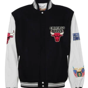 Chicago Bulls Wool & Leather Black / White Varsity Jacket