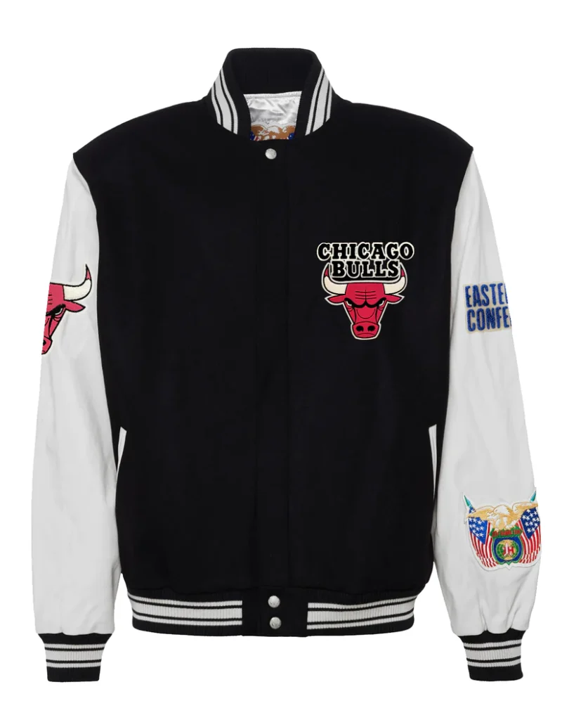 Chicago Bulls Wool & Leather Black / White Varsity Jacket