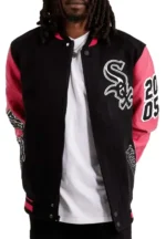Chicago White Pink And Black Varsity Jacket