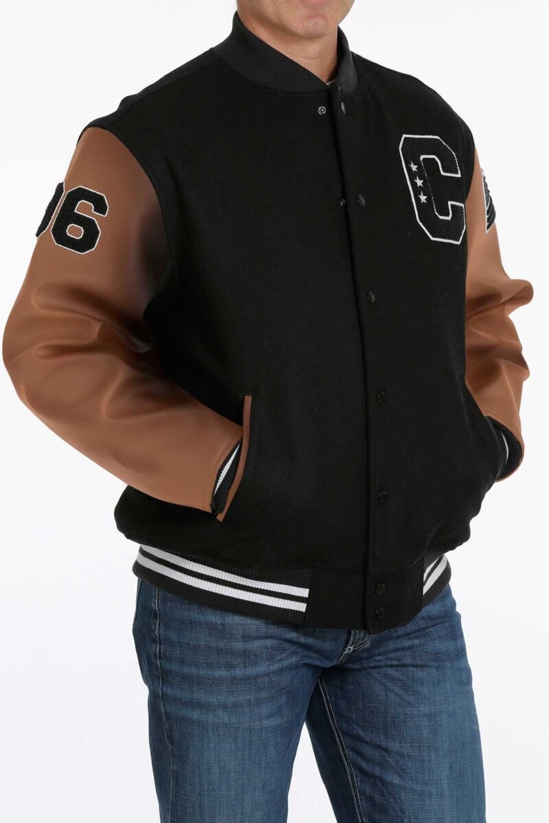 Cinch Men's Black And Brown Letterman Jacket